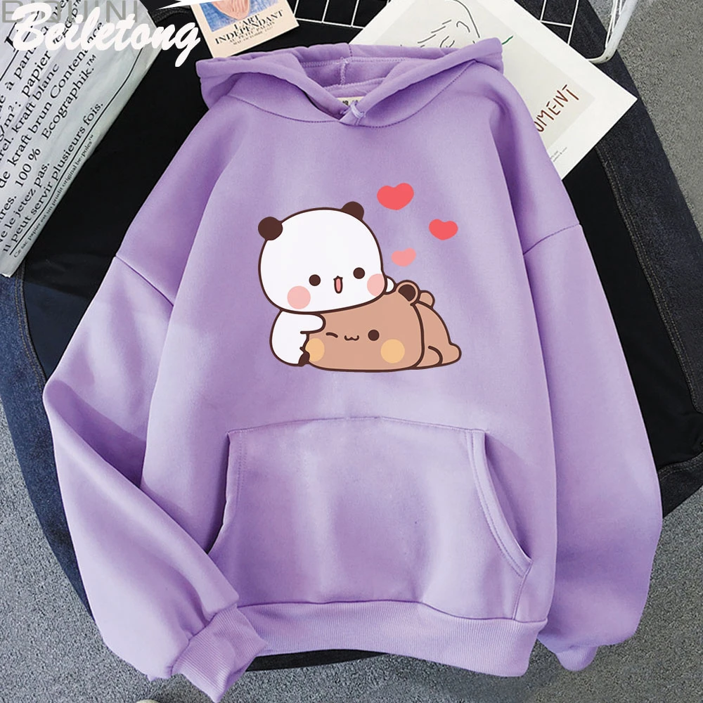 Cute Panda Bear Cartoon Hoodie Long Sleeve Bubu Dudu Korean Style  Sweatshirts Women 90s Pink Funny Prints Harajuku Pocket Kawaii - Hoodies &  Sweatshirts - AliExpress