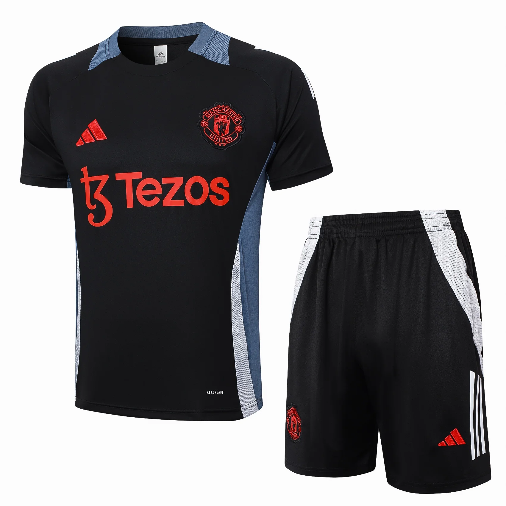 Adidas Soccer Jerseys Men Short-sleeved and Above-the-knee Shorts Premium Moisture-Wicking Training Suit Black