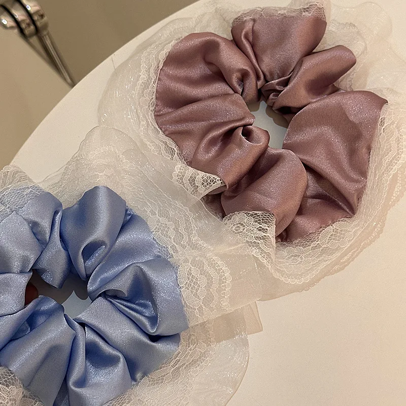 Scrunchie hair accessories lace tie band vintage popular leading