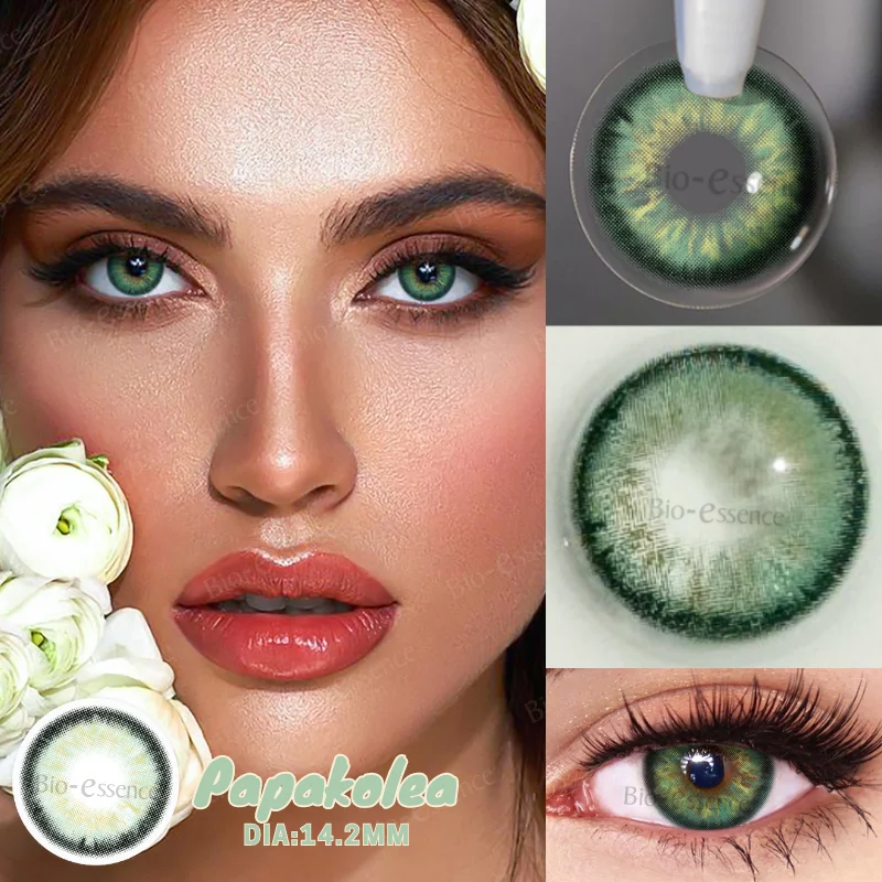 

Bio-essence 1Pair Colored Contact Blue Green Lenses Yearly Use for Eyes Summer New Fashion Student Beauty Pupil Fast Shipping