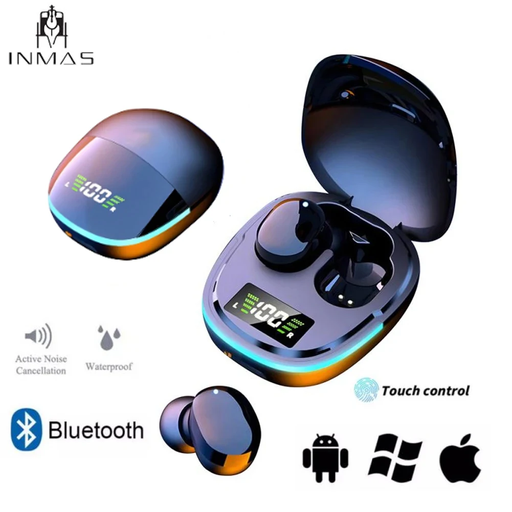 

INMAS For Xiaomi Stereo Earbuds Bluetooth 5.1 Wireless Headphone TWS Sport Headset Touch Control LED Display HiFi Music Earphone