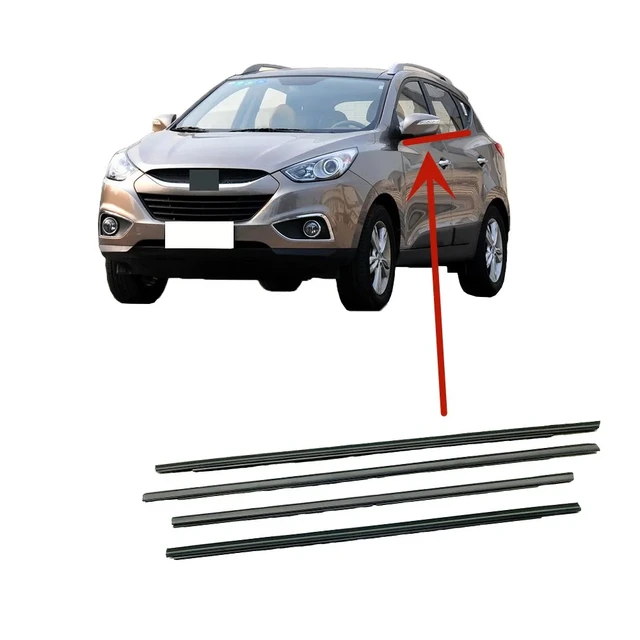 4 Pcs Outside Black or Chrome Windows Glass Rubber for Hyundai