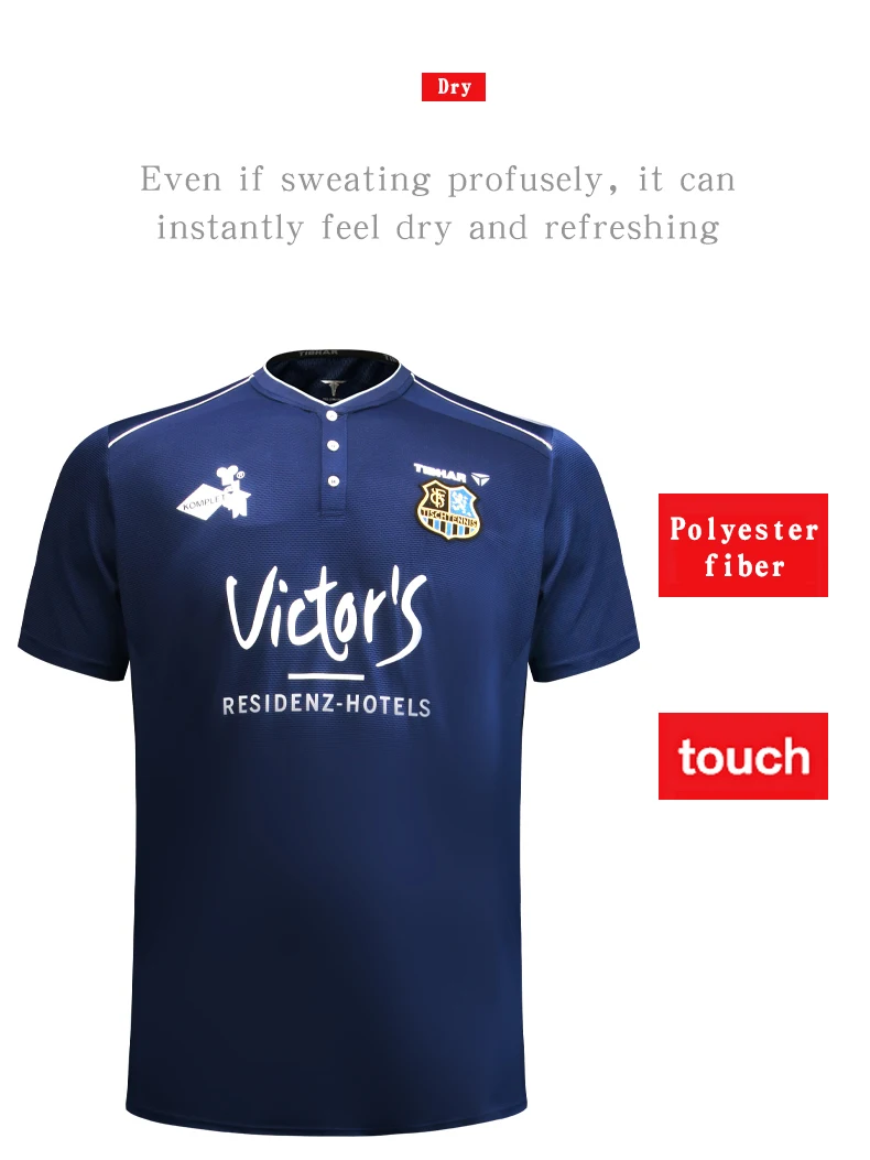 TIBHAR Ping Pong Clothing Short-Sleeved Quick-Drying Table Tennis Competition Attire Champions League Sports Clothing