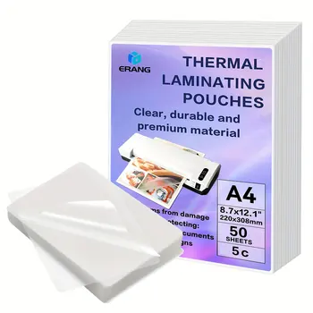 Pellicola per laminazione termica A4 5C da 30/50/100 fogli per foto/documenti/carte/immagini, pellicola per laminazione a caldo e a freddo.