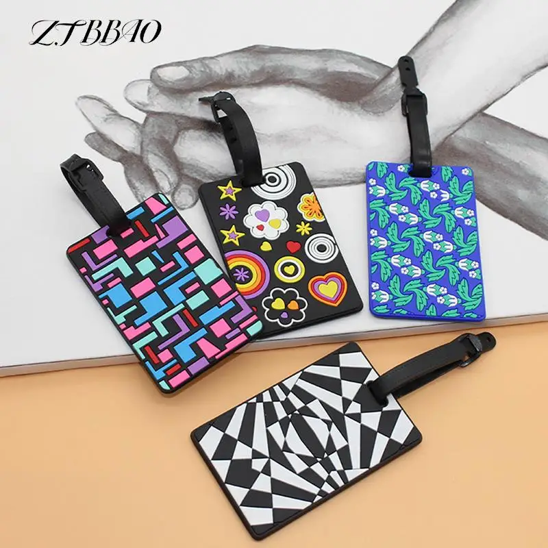 

1PCS Luggage Tags Geometry Soft Silicone Luggage Tags Suitcase ID Addres Name Holder Baggage Tag Label Travel Accessories