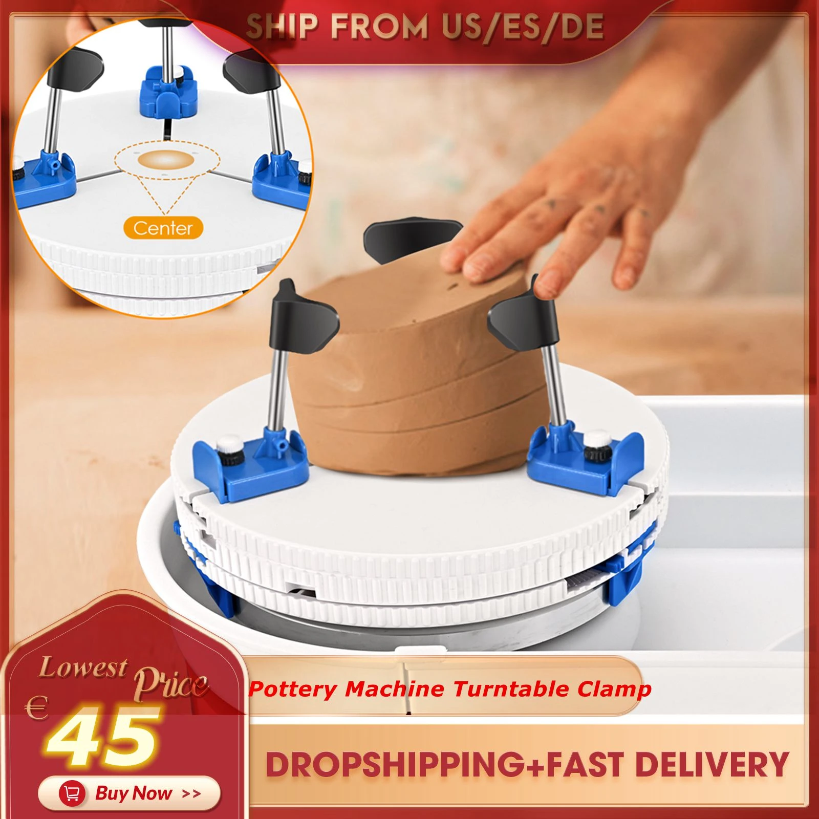 Ceramic Holder Pottery Wheel Circle Trimming Center Tool Polymer Clay