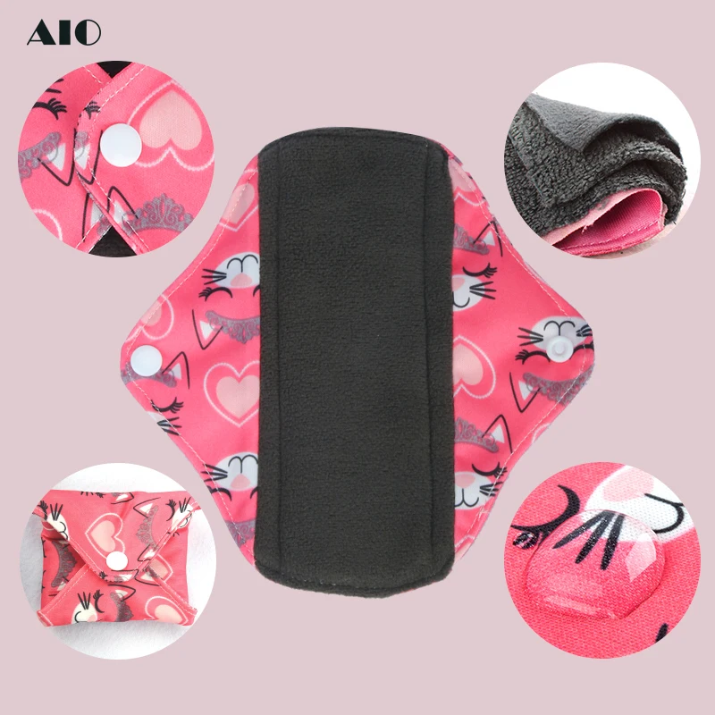 AIO 18*18cm Heavy Flow Reusable Menstrual Pad Waterproof PUL Feminine Hygiene Panty Liner Polar Fleece Washable Sanitary Napkin