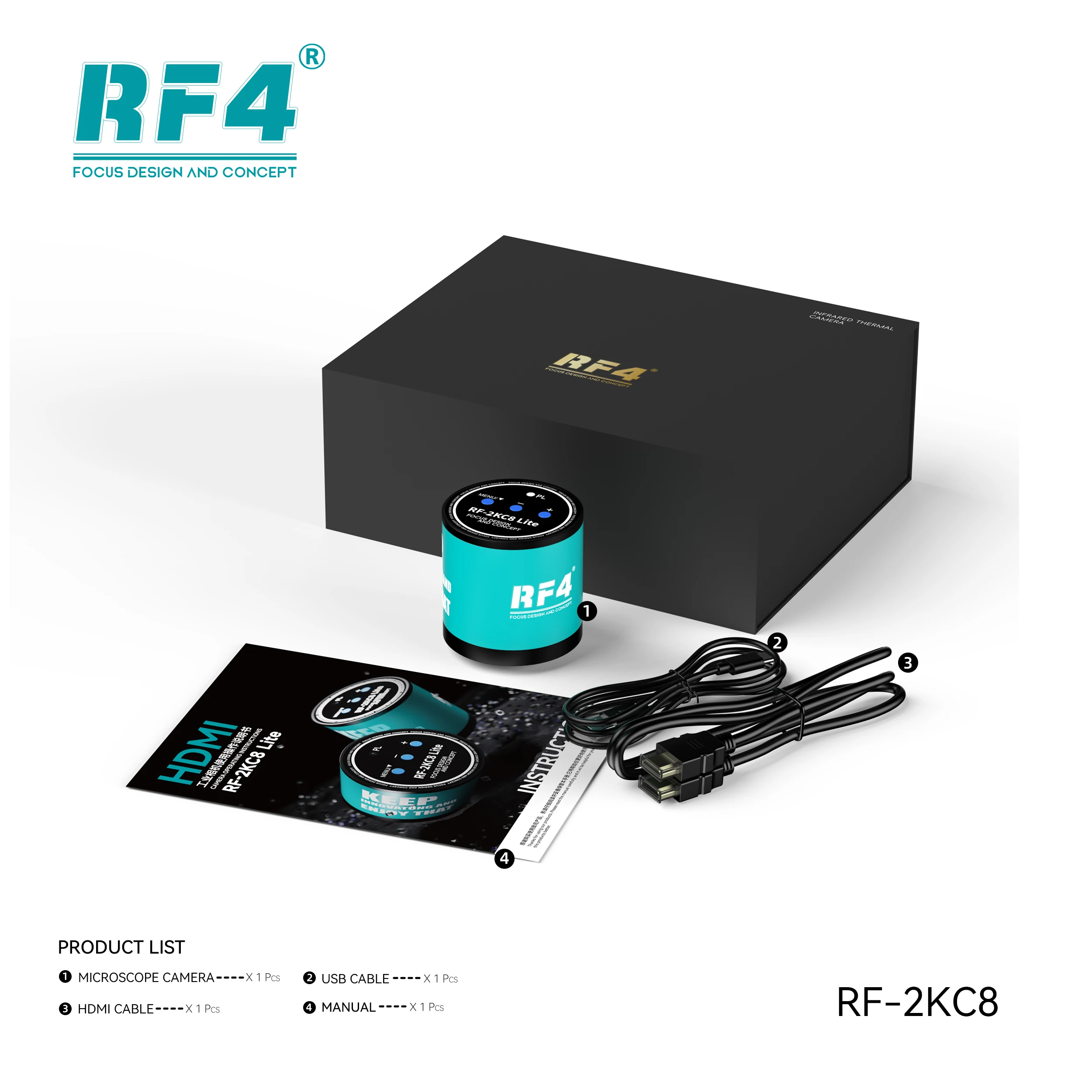 1080P HD 산업용 현미경 카메라, 휴대 전화 PCB 용접 수리 RF-2KC8 용 모니터 및 컴퓨터에 연결할 수 있습니다.