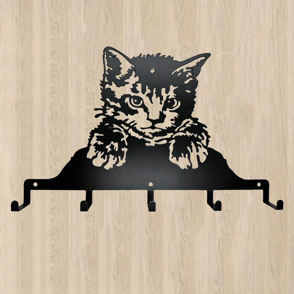 

1pc Cute Little Cat Metal Wall Hanger - Perfect for Coats, Hats, Keys, and More - Home Decoration Towel Rack, Coat rack Gift