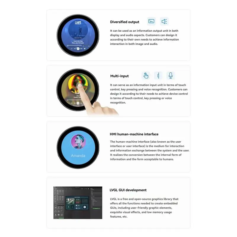 라즈베리 피코 2 RP2350A 1.85인치 LCD 원형 터치스크린 디스플레이(소형 스피커 포함) RP2350-Touch-LCD-1.85C