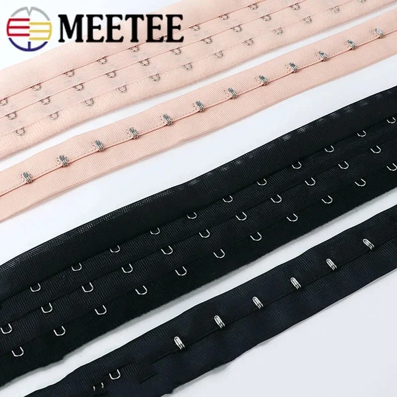 

1Y Bra Extenders Underwear 2/3 Hook Eye Tape Back Buckle Clothing Adjustable Hook Elastic Band Snap Button DIY Sewing Accessory