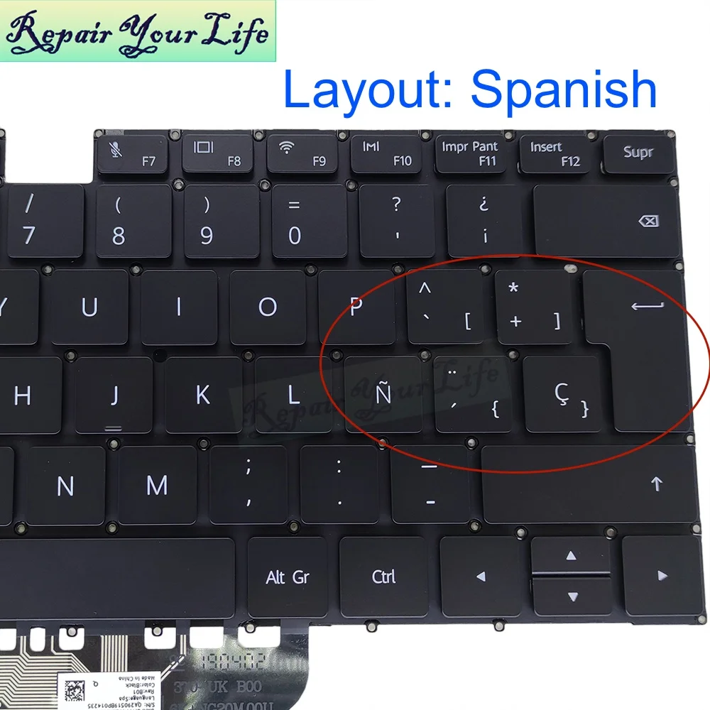 Teclado retroiluminado para Huawei MateBook, espanhol, Reino