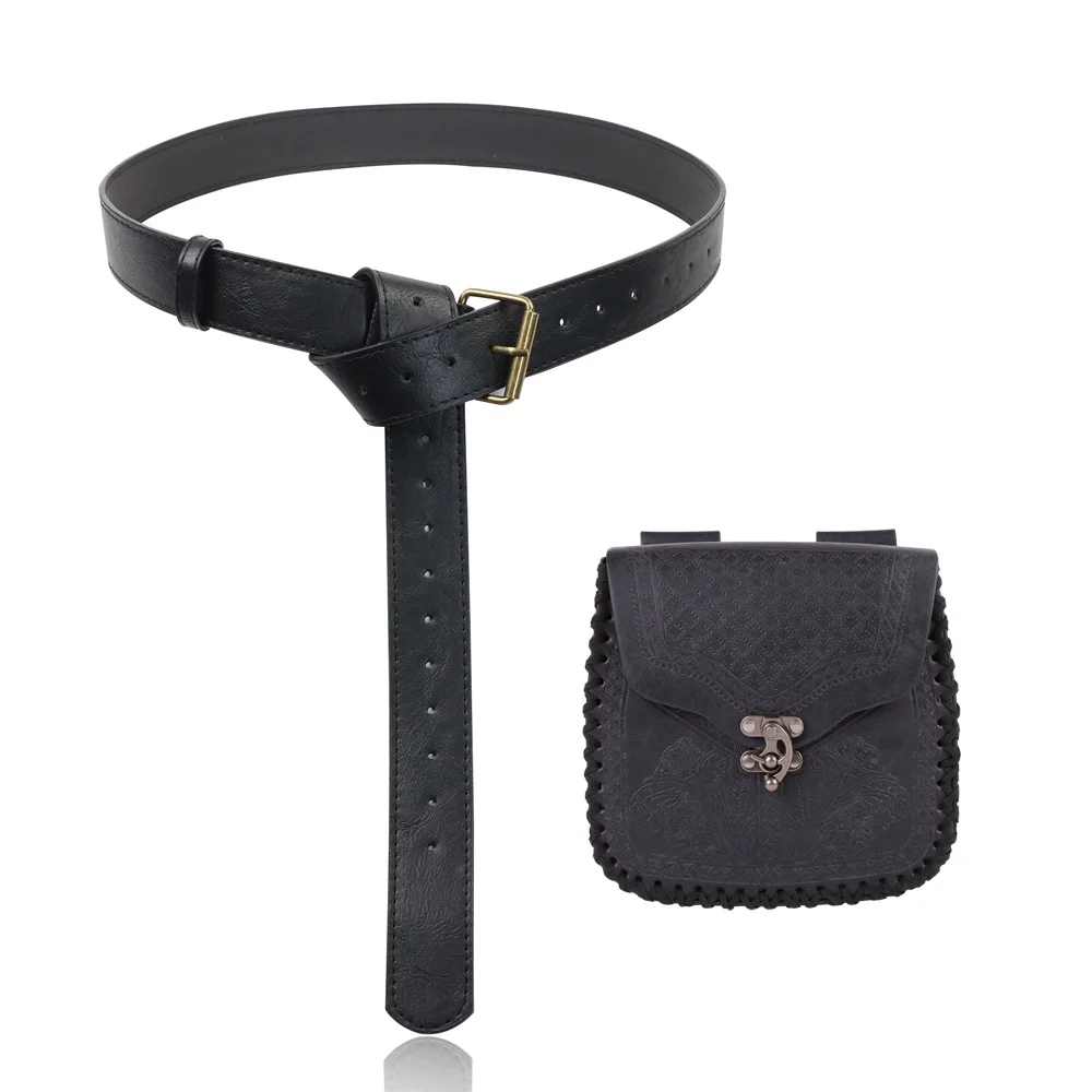 Mittelalterliches Wikinger-Kostümzubehör, Gürteltaschen, mittelalterliche Taschengürtel für Herren und Damen, Halloween-Rollenspielzubehör – Detail 3