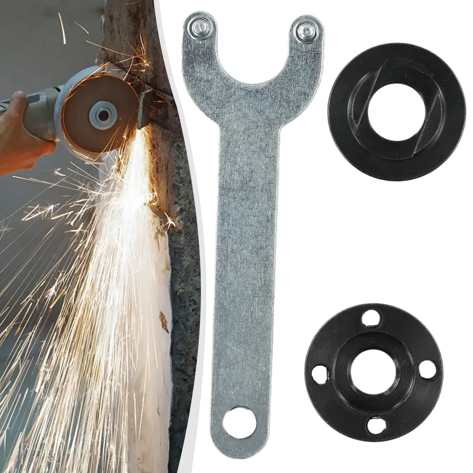 Kit Flange Nut Set Tools Wrench Set Tools Angle Grinder Part Power Tool Accessory Replacing Nut Power tool accessory 3pcs m10angle grinder flange spanner metal lock nut thread replace for angle grinder inner outer flange nut set tool and wrench