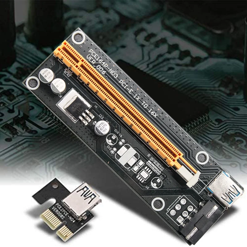 NEW-VER006 USB 3.0 Pci-E Riser Card PCI-E 1X To 16X 4Pin Image Extension Cable BTC/ETH Game Adapter Card Bitcoin Mining