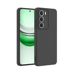 Black Matte Silicone Soft Slim Case - Premium TPU Protective Back Cover and Bumper for Realme 14X 5G (Black)