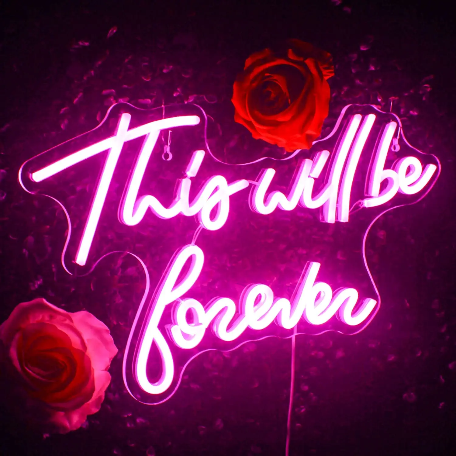 

This Will Be Forever Neon Sign USB Powered for Bedroom Wall Art, LED Neon Light Dimmable for Wedding Engagement Decor