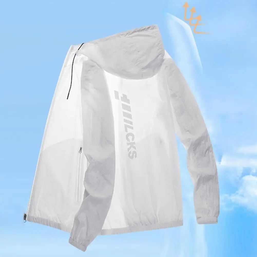 

Stylish Casual Jacket Solid Color Windbreaker Jacket Hooded Male Anti-UV Windproof Camping Jacket Sunscreen