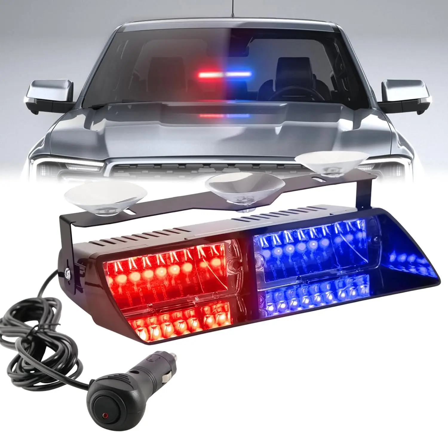 Lampada Stroboscopica A Led Per Auto 16Led 18 Luci Della Polizia Modello Lampada Di Segnalazione Rossa/Blu Flash Dash Luce Di Avvertimento Per Parabre