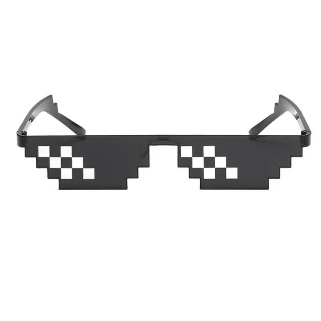Thug Life Mosaic Glasses Sunglasses Men Women 8 Bit Coding Pixel Trendy Cool Super Party Funny Vintage Shades Eyewear black