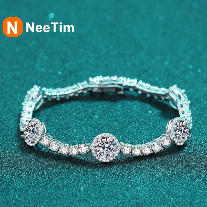 NeeTim Moissanite Tennis Bracelets for Women Sparkling Diamond 925 Sterling Silver with White Gold Plated Luxury Jewellery Gift NeeTim Moissanite Tennis Bracelets for Women Sparkling Diamond 925 Sterling Silver with White Gold Plated Luxury Jewellery Gift