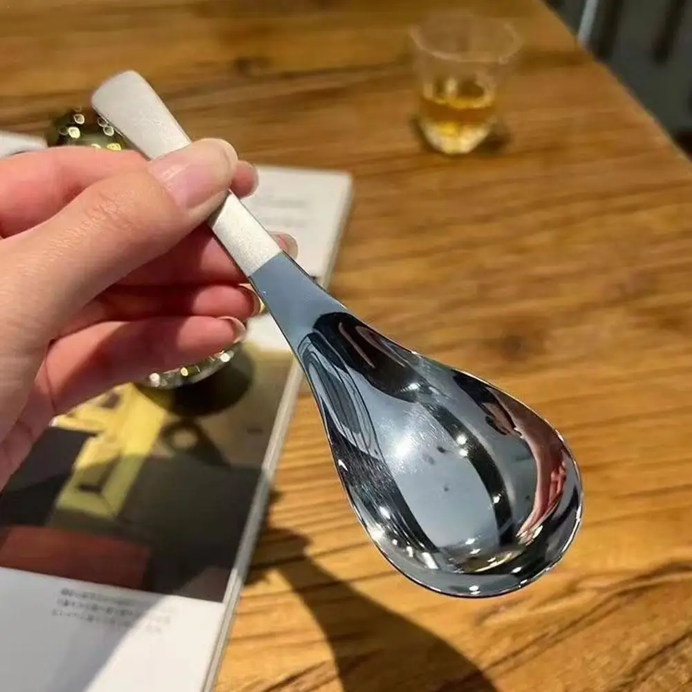 Korean Stainless Steel Thickening Spoon Creative Long Handle Hotel Hot Pot Spoon Soup Ladle Home Kitchen Essential Tools stainless steel spoon