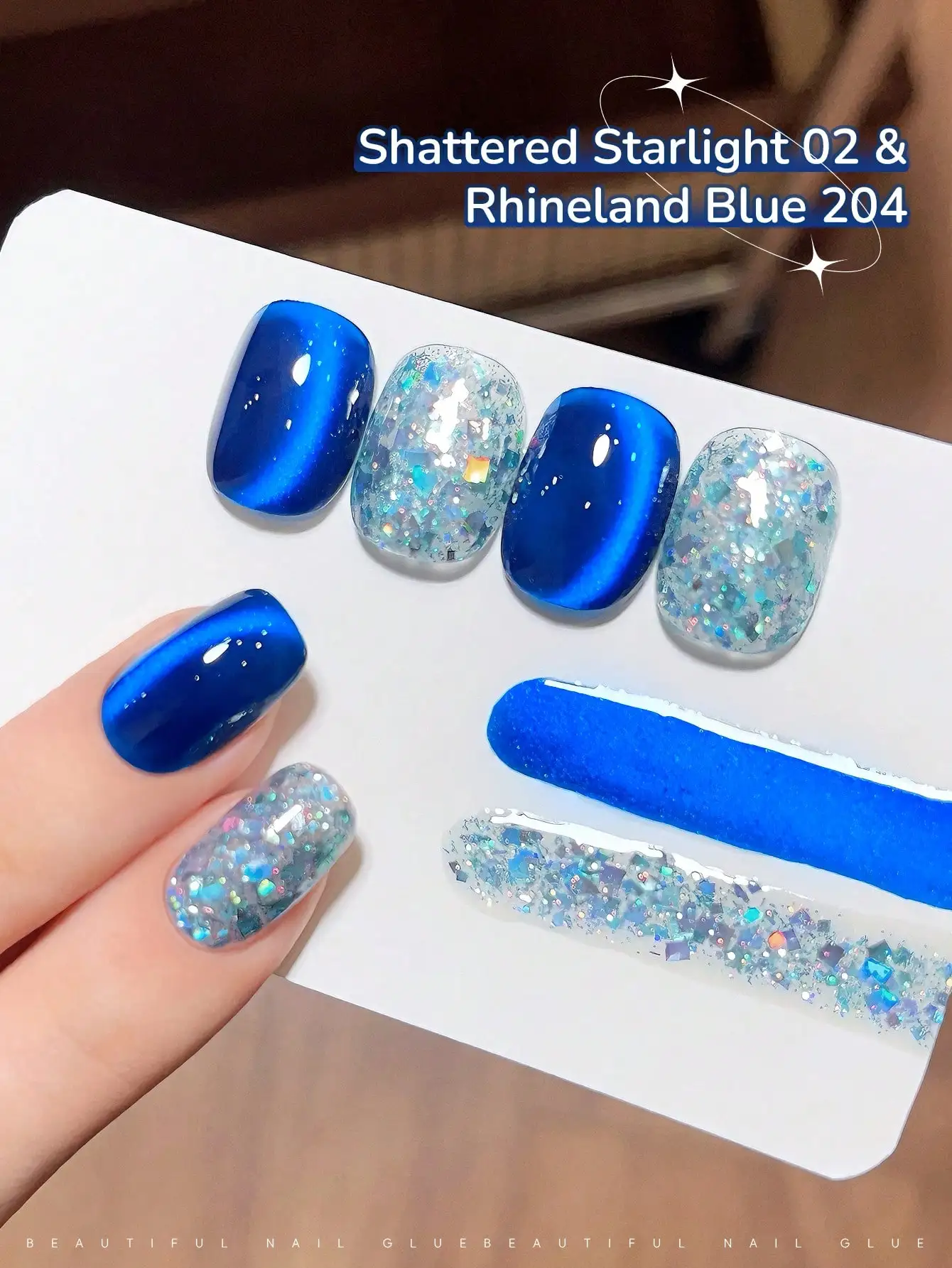 XEJAYI 2Pcs 15ml Blue Cat Eye Gel Nail Polish Set,UV LED Soaking