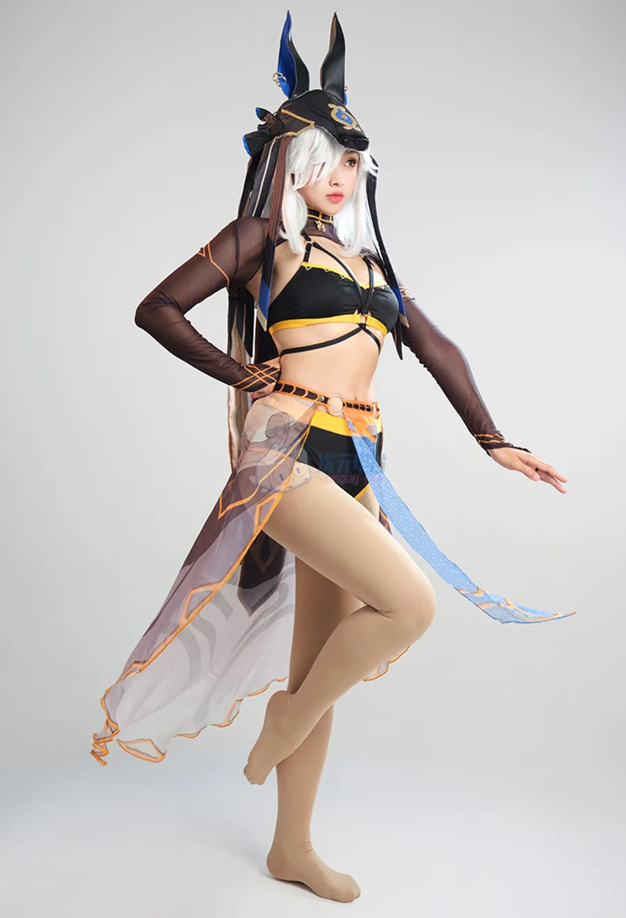 

Hot Game Genshin Impact Rose Cyno Cosplay Costume Split Summer Derivative Swimsuit Anime Women Swimwear Role Play Clothing