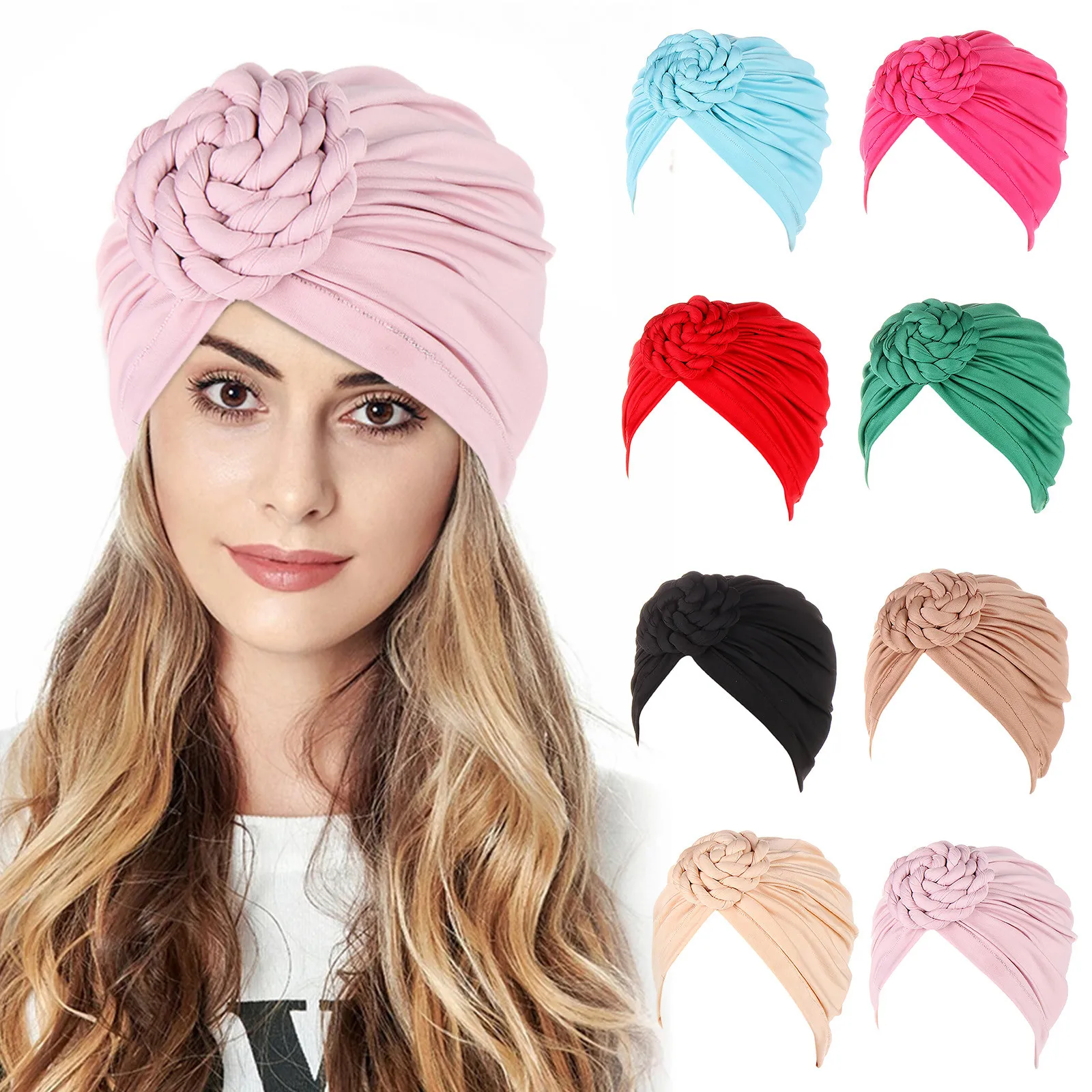 Turbante elástico suave para mujeres musulmanas, gorro para la cabeza de quimio y cáncer, trenzas de flores étnicas funda para el cabello, turbante - AliExpress