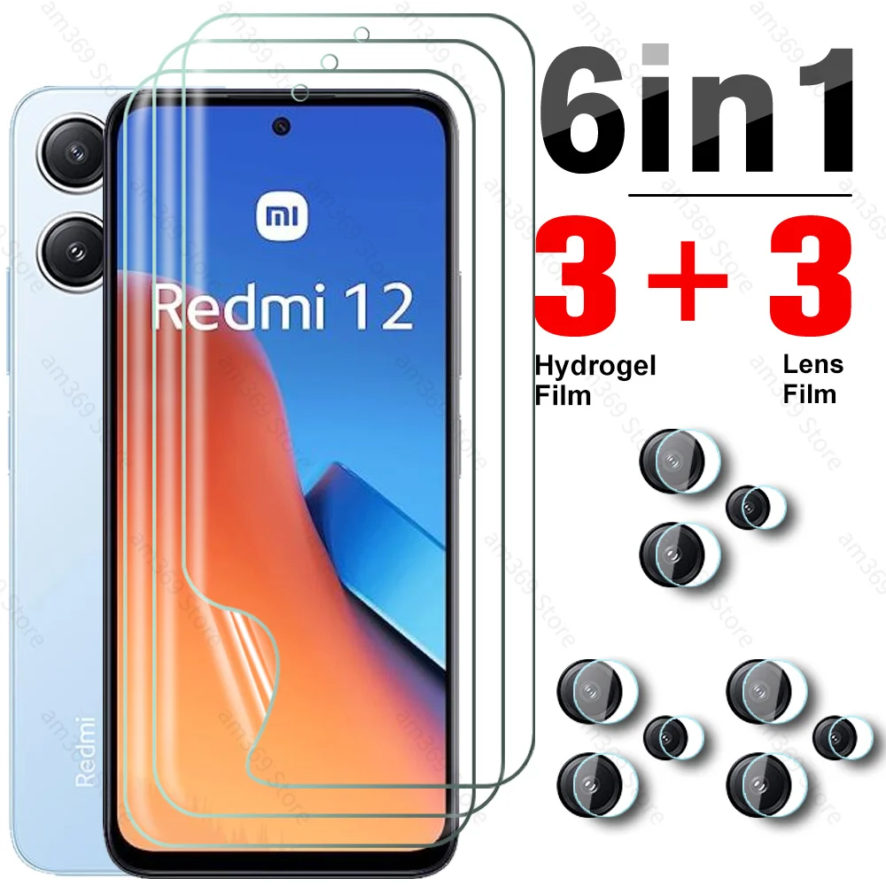 6 To3 Pellicola Idrogel Anteriore Per Xiaomi Redmi 12 4G Protezione Dello Schermo Obiettivo Della Fotocamera Vetro Redmy Radmi 12 Redmi12 Muslimate 20
