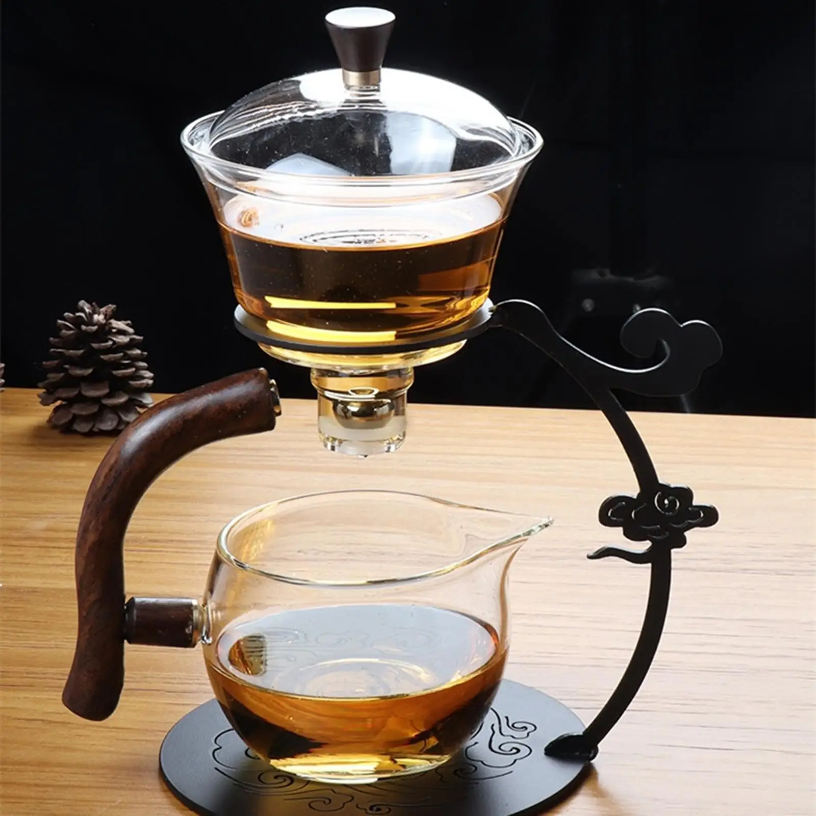 

Стеклянный чайный набор Kungfu, полуавтоматический чайник из боросиликатного стекла для чайных поклонников, подарки