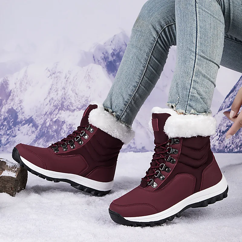 

Женские зимние уличные теплые ботинки Ankel, водонепроницаемые Нескользящие теплые ботинки на массивной платформе, женские повседневные ботинки