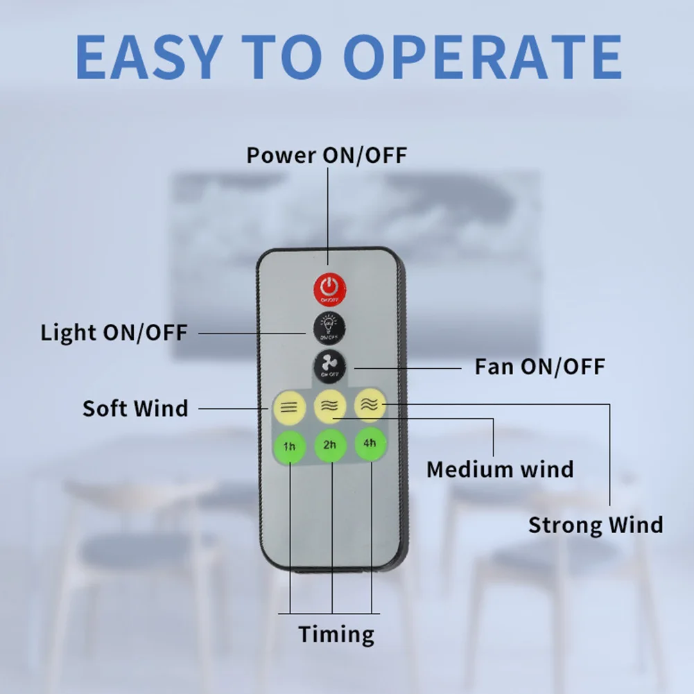 E27 Socket Fan LED Light E27 Base 52cm LED Bulb Ceiling Fan Remote Control Indoor Ceiling Fan Light 3 Speeds for Bedroom Kitchen