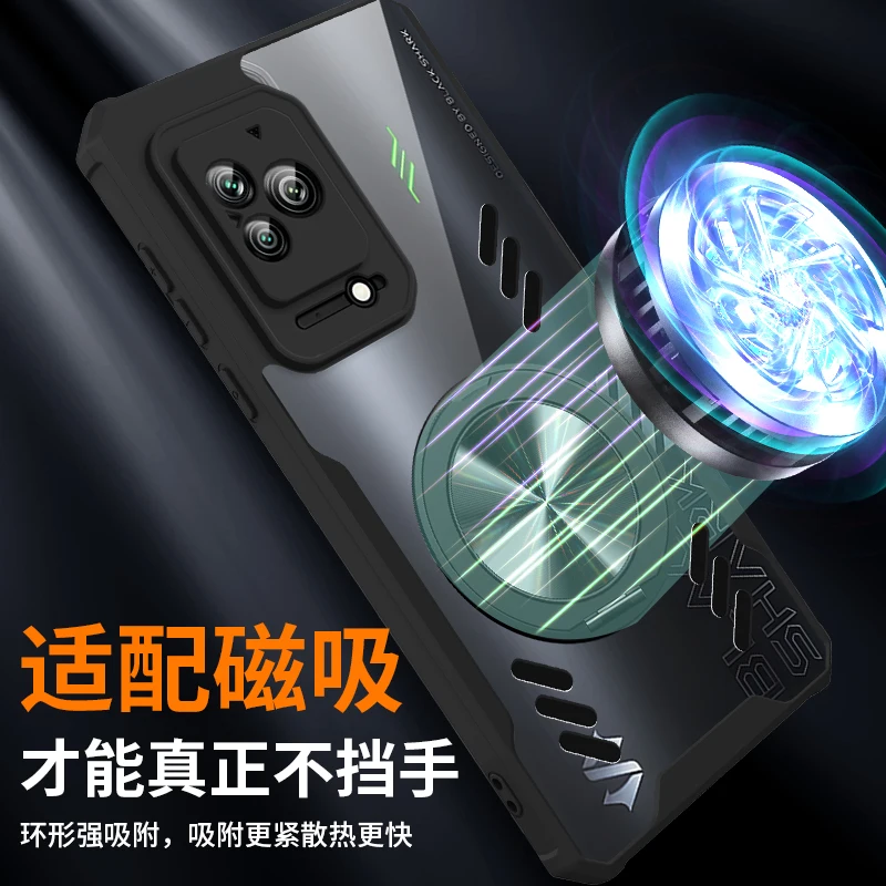 Magnetic 360° Rotation Stand Phone Case with Graphene Heat Dissipation and Transparent Cover
