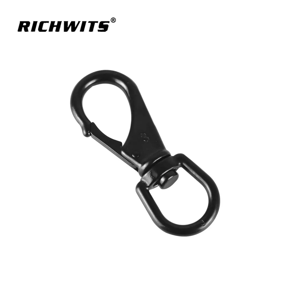 2 pk black Stainless Steel Swivel Eye Snap Hook Bag Spring Snap Carabiner Quick Release bag key chain hook tushi new tactical belt military nylon outdoor belt survival accessories quick release automatic buckle belts for men army black