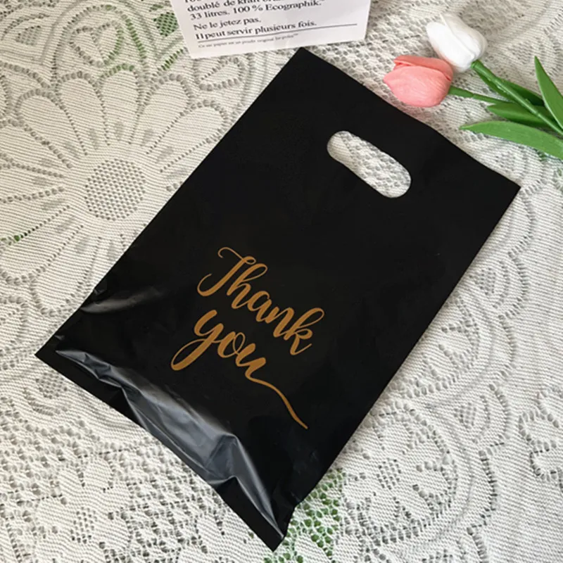 

Thank You Packaging Bags for Small Business 38cm Plastic Gift Bag with Handle Christmas Birthday Wedding Gift Package 10Pieces