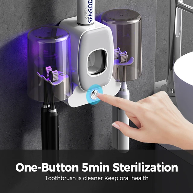 Oneup Smart Uv Fogkefe Tartó Sterilizálás Automatikus Fogkrém Sajtolás Nélküli Otthoni Szervező Fürdőszoba Kiegészítők Készlet - Image 3