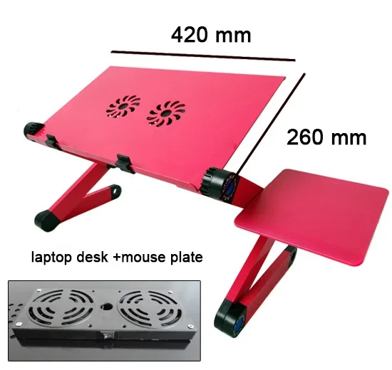 Portable Ergonomic Aluminum Laptop Desk Stand with Cooler Fan and Mouse Pad