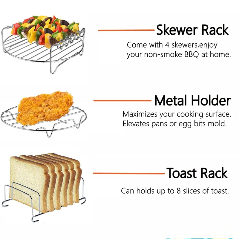 Air Fryer Baking & Grill Rack – Metal Square/Round/Rectangle 2