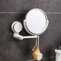 Wall Mirror Folding Arm Extend Bathroom Mirror Without Drill With Magnification Suction Arm Double Side Cosmetic Makeup Mirror 1