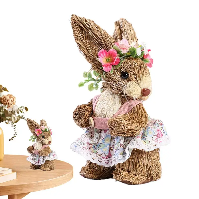 

Easter Bunny Rabbit Straw Figures Decoration Easter Straw Easter Rabbit Bunny Figurine Home Garden Wedding Ornament for Garden