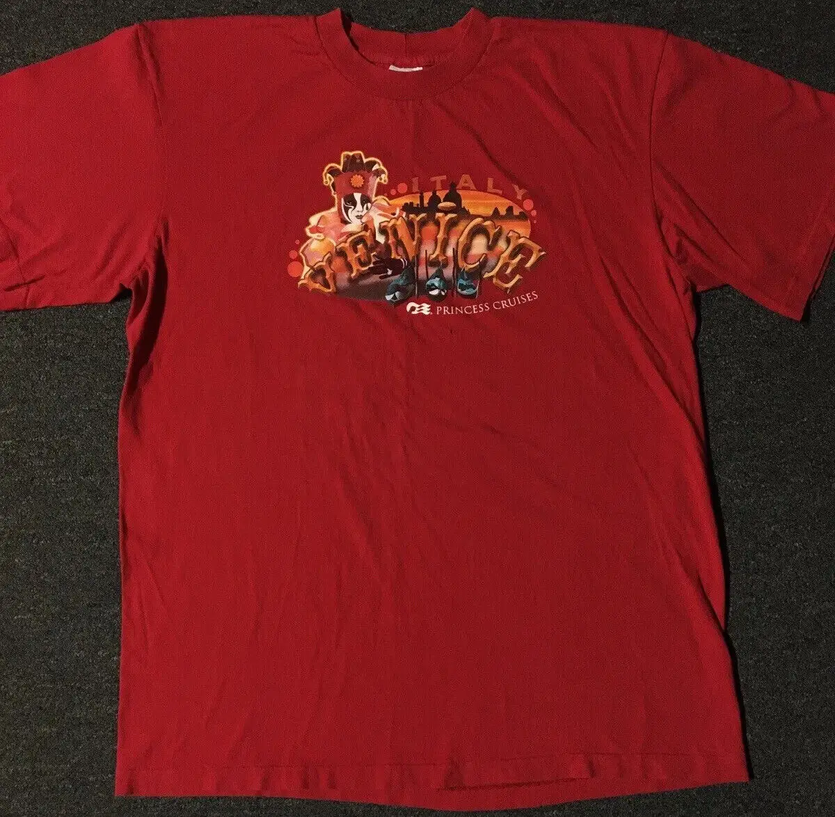 Vtg 90S Princess Cruises Venezia Italia Camicia Sbiadita Jester Xxl Beach Grunge 80S Maniche Lunghe