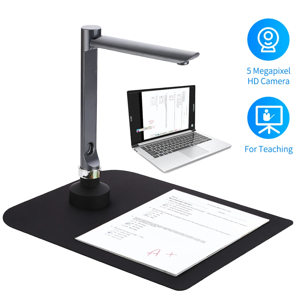 Document Camera Scanner F60A USB 5 Mega-Pixel HD A4 Capture Size with LED Light Teaching Software For Online Teaching