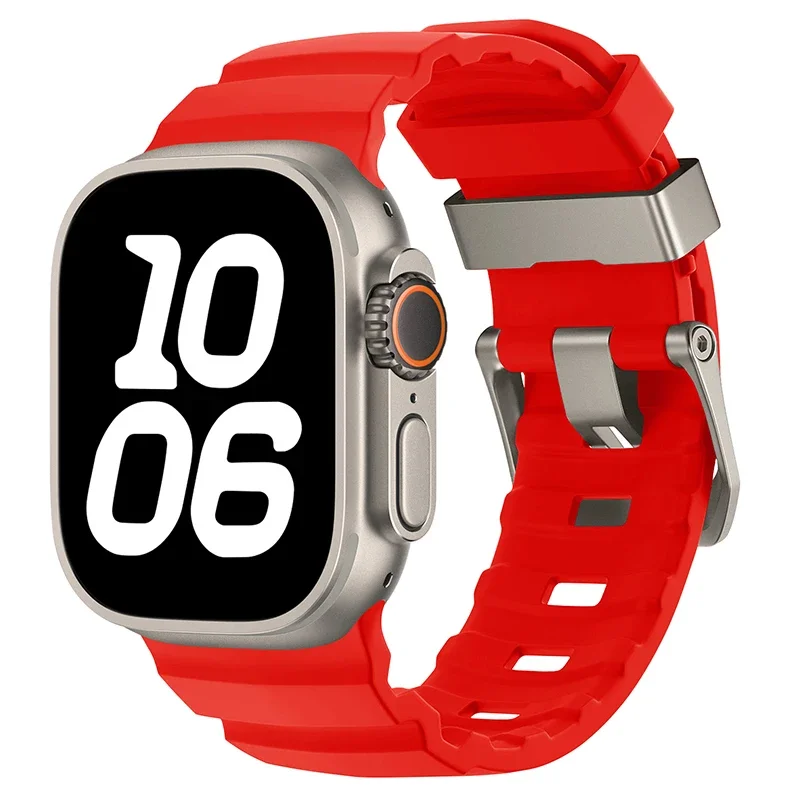 Sport Silicone and Titanium Metal Bracelet Strap