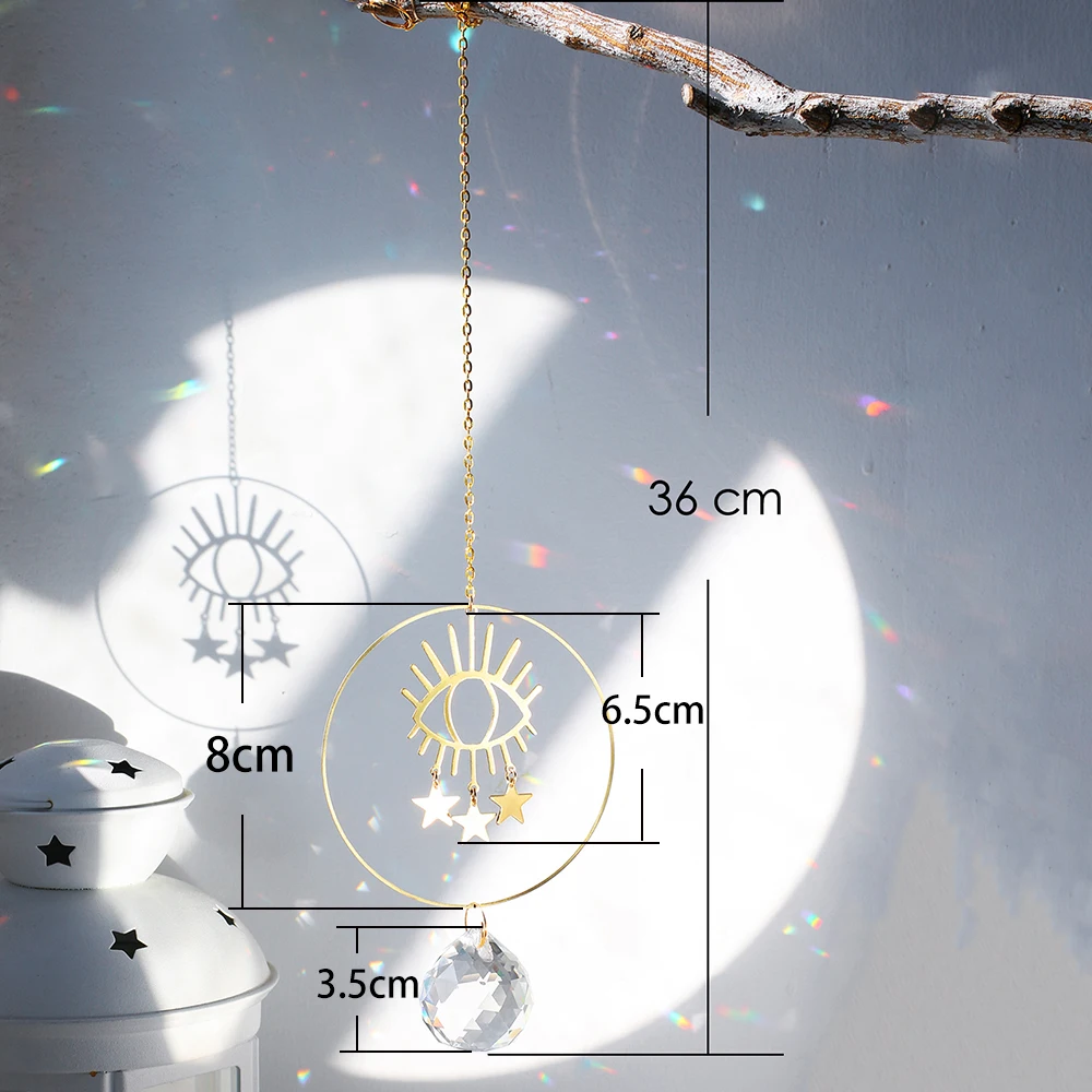 Suncatcher Crystal Prisms Evil Eye Sun Catcher Rainbow Crystal Garden Decoration Outdoor Evil Eye Suncatchers Window Home Decor sun catcher sun catchers window ornament