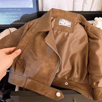 Veste de printemps et d'automne pour filles de 2 3 4 5 6 8 ans, manteau en cuir artificiel pour enfants, vêtements d'extérieur résistants aux taches, nouvelle mode 3