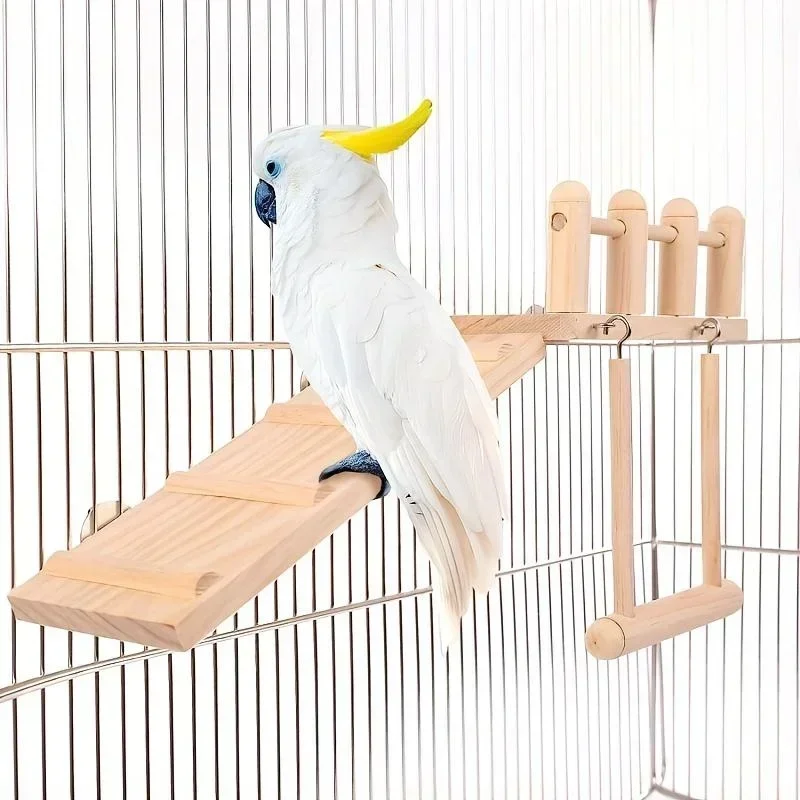 Bird Perch Stand Bird Perches Platform Bird Swing Climbing Ladder Toy Parrot Wooden Playing Exercise Stands Parrot Toys Birds Stand