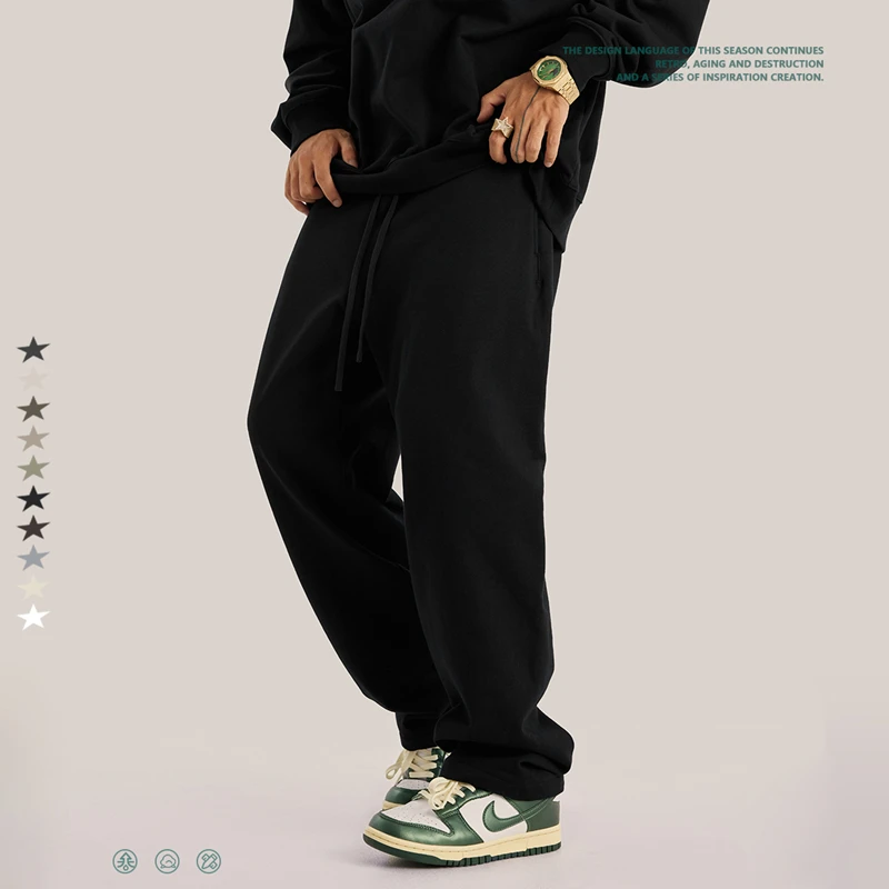 ZODF New Autumn Men's 445GSM Sweatpants Unisex High Street Soft Knitted Straight Pants Brand Streetwears Tracksuits HY0382