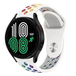 22mm Silicone Active Sport Watch Band Bracelet - Universal Fit for 22MM Width Strap (White colorful)