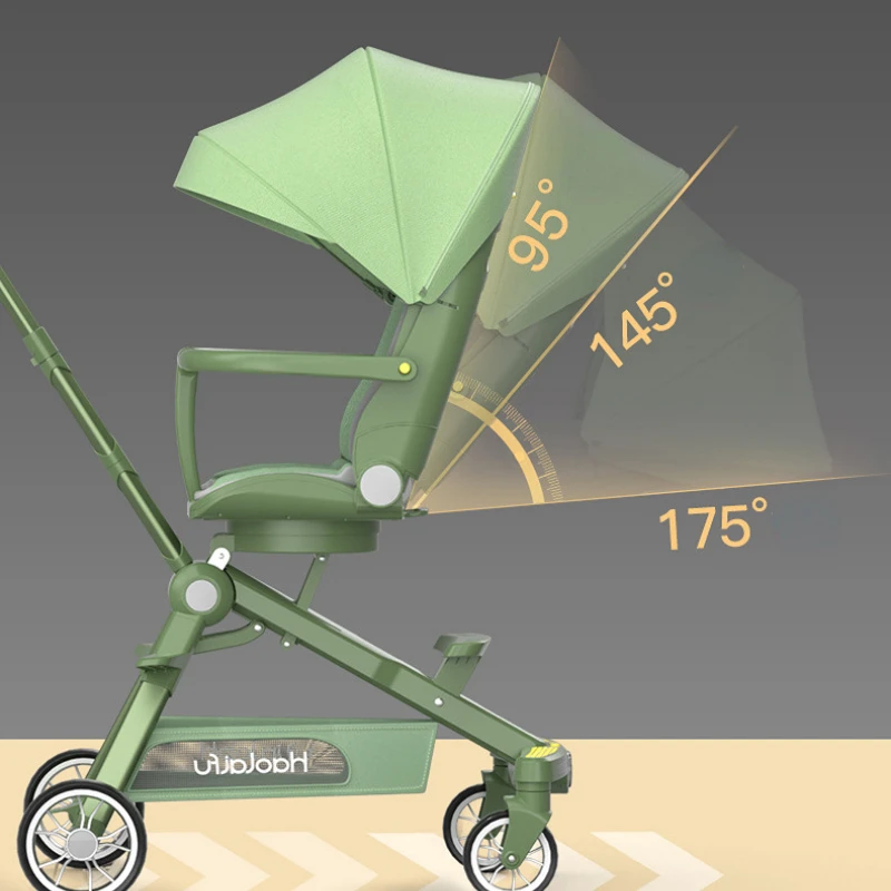 High view baby stroller can sit and lie light folding baby pram Portable Folding lightweight baby stroller four wheels cart